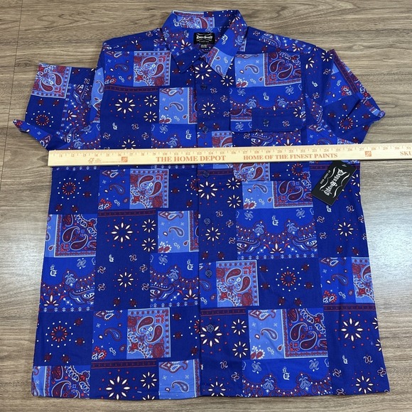 NWT Men 2XL Dogg Supply By Snoop Dog Blue Bandana Button Down Short Sleeve Mens - Picture 7 of 10